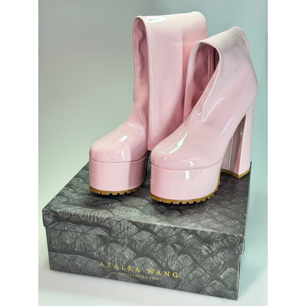RARE Dolls Kill Azalea Wang Selena Baby Pink Platform Gogo Dancer Boots 8.5 NIB